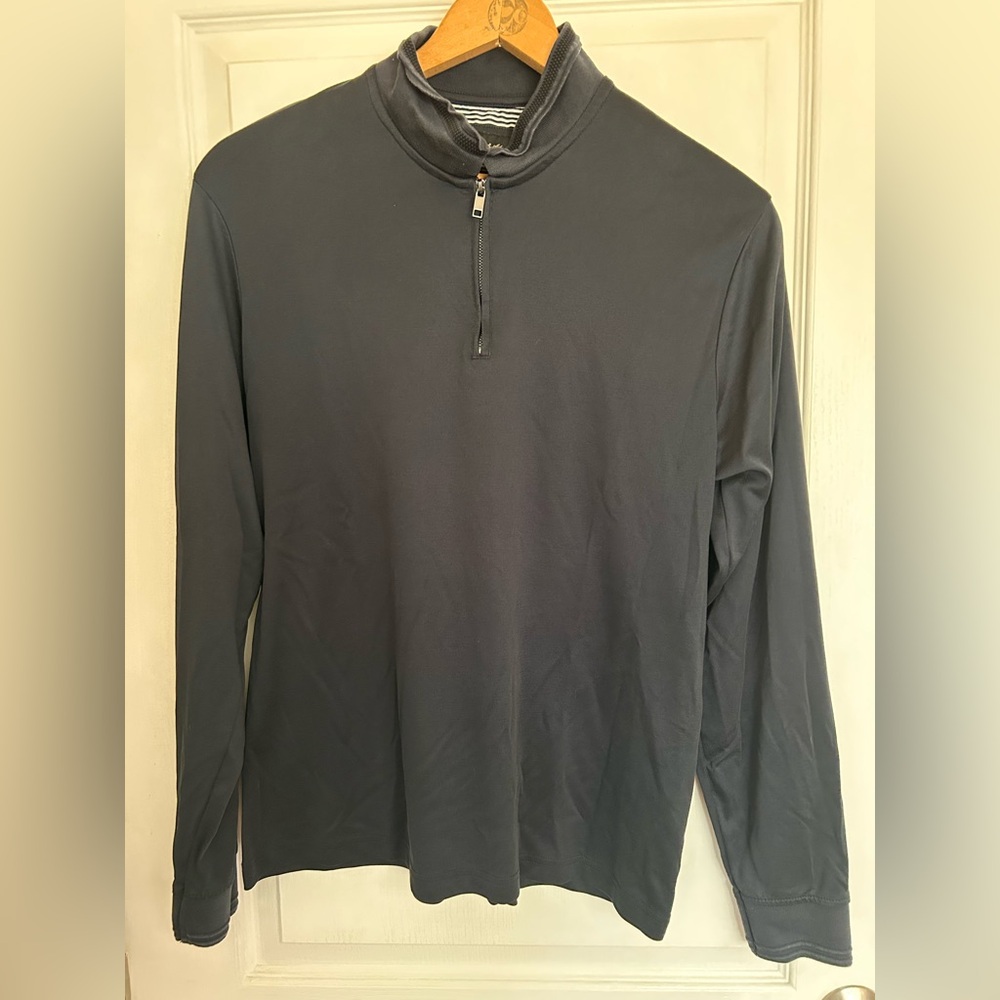 Porter and Ash Men's Navy Blue Quarter-Zip Pullover.